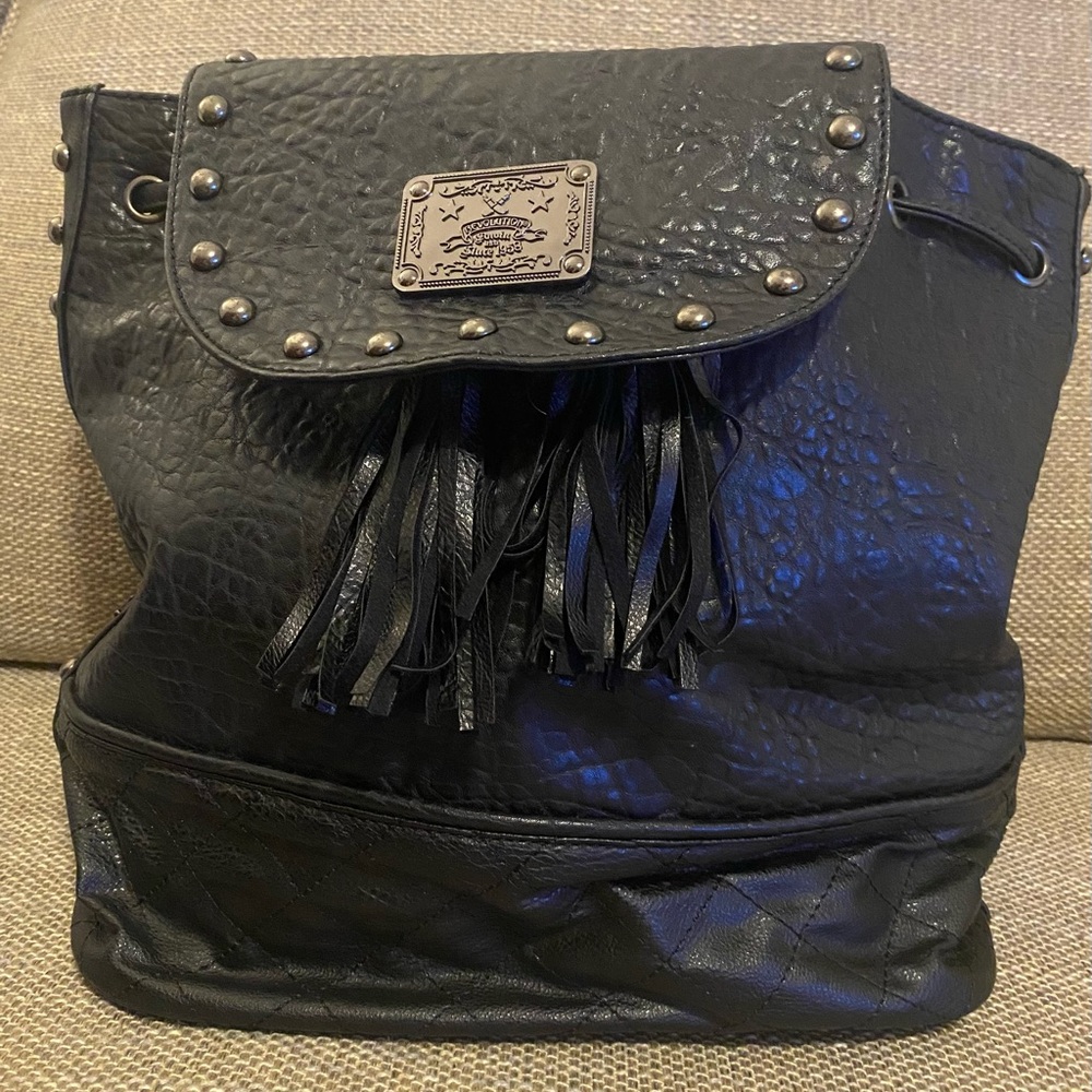 Black Leather Studded Bag